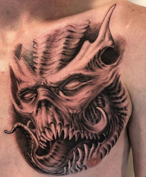 Black and Gray Monster Tattoo