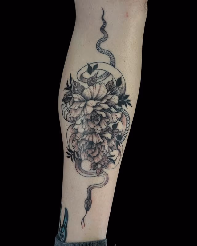 Brennan Walker Flower and Snake Tattoo