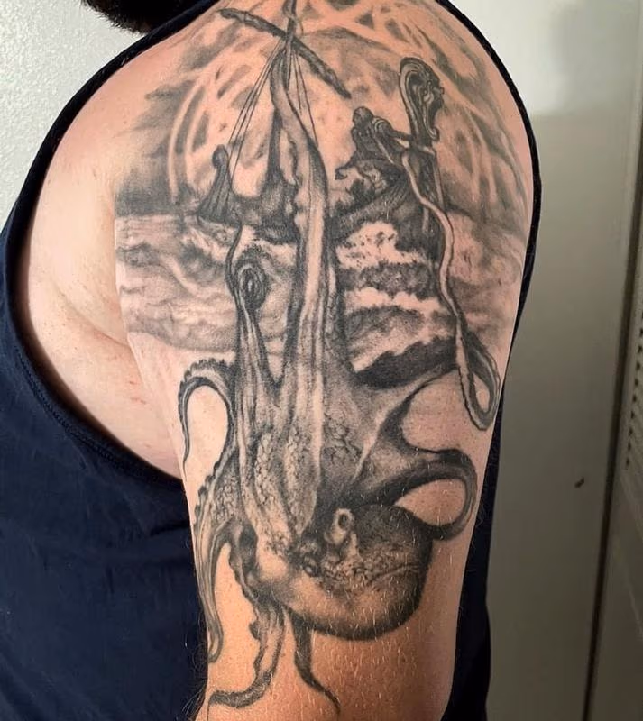 Brennan Walker Viking Ship and Sea Monster