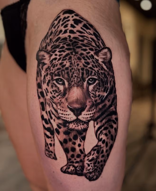 Black and Grey Realism Leopard