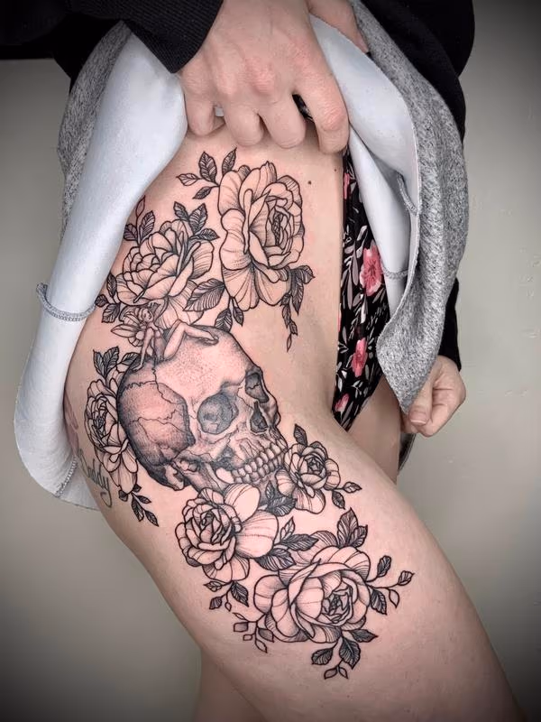 Brennan Walker Skull and Roses Tattoo