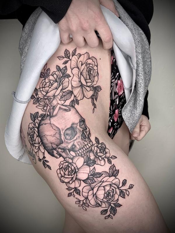 Brennan Walker Skull and Roses Tattoo