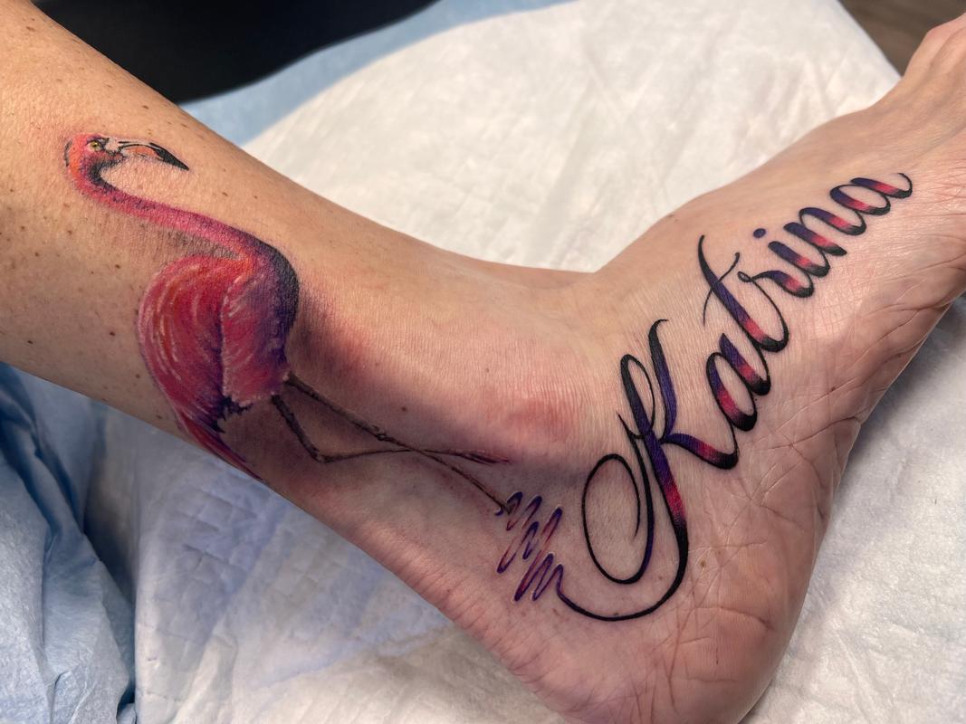 Flamingo Tattoo by Irish Chris