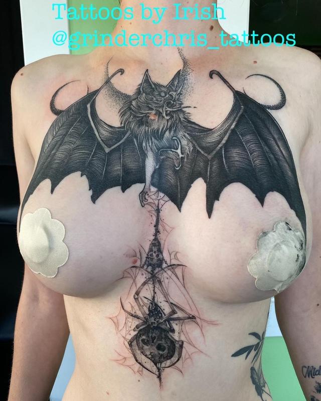 Bat Spider Tattoo by Irish Chris