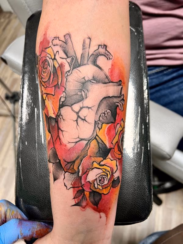 Water Color Heart Tattoo by Irish Chris