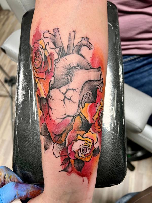 Water Color Heart Tattoo by Irish Chris