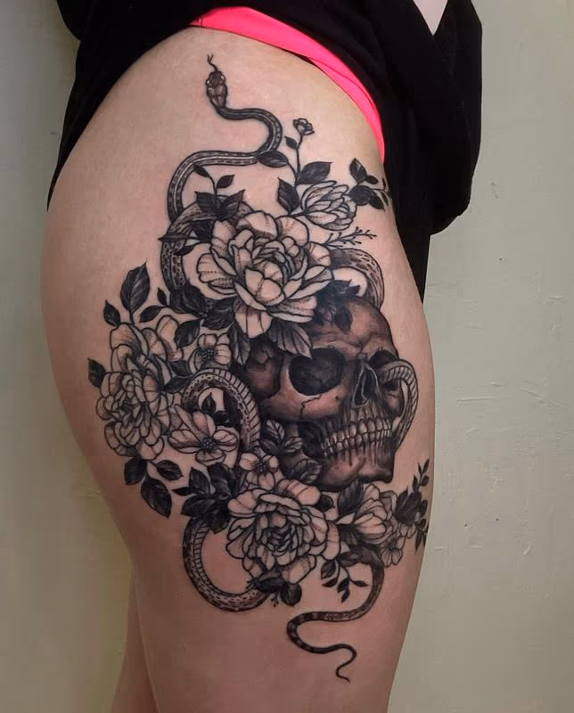 skull and snake