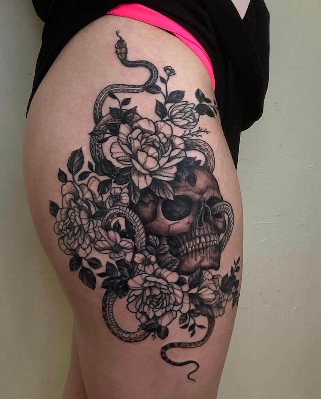 skull and snake