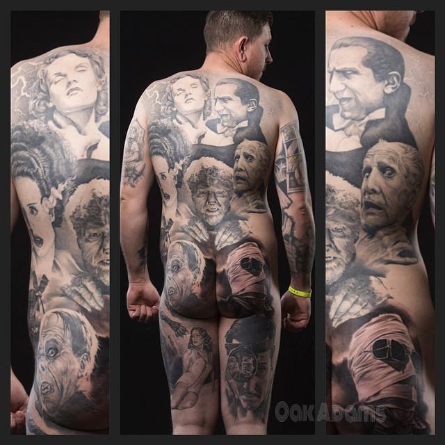 Classic Horror Movie Portraits Bodysuit Tattoo