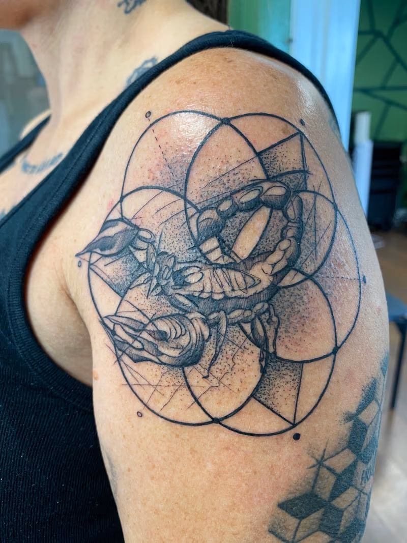 Dotwork Scorpion Tattoo by Irish Chris