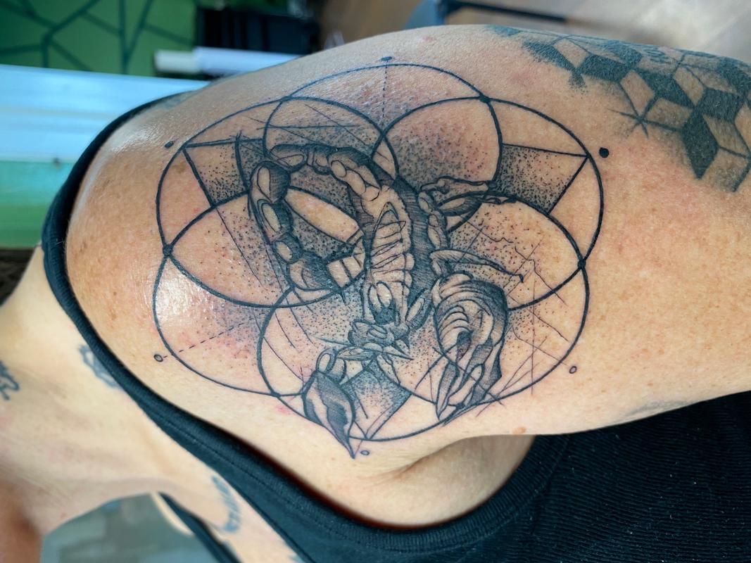 Dotwork Scorpion Tattoo by Irish Chris