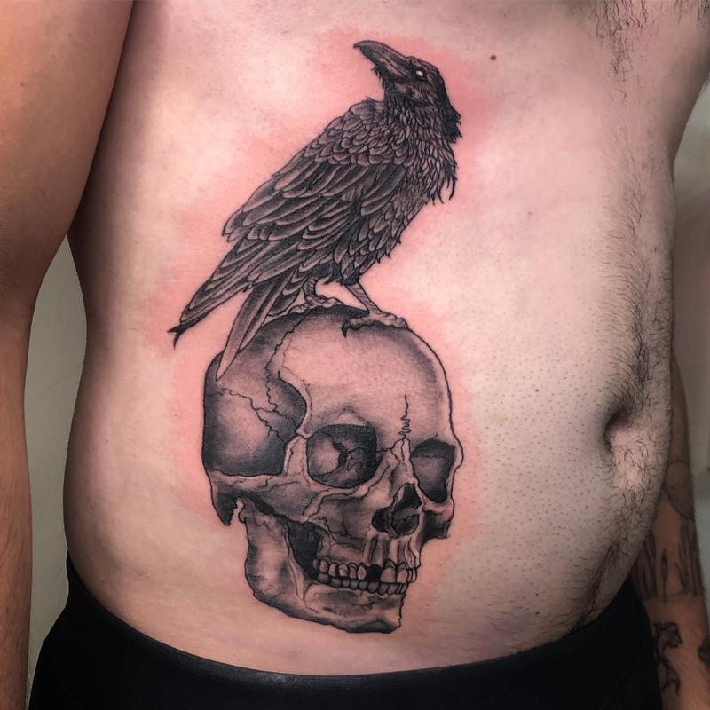Brennan Walker Skull and Raven Tattoo