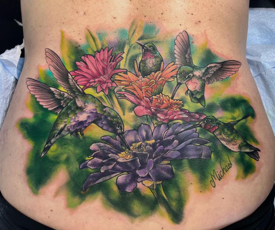 Cover Up Hummingbirds Tattoo by Irish Chris