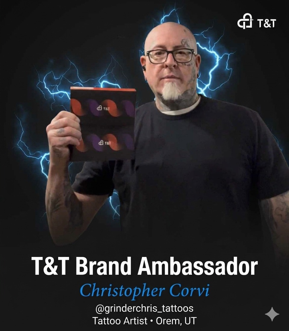 Welcome Christopher @grinderchris_tattoos to the T&T Tattoo Ambassador Team.