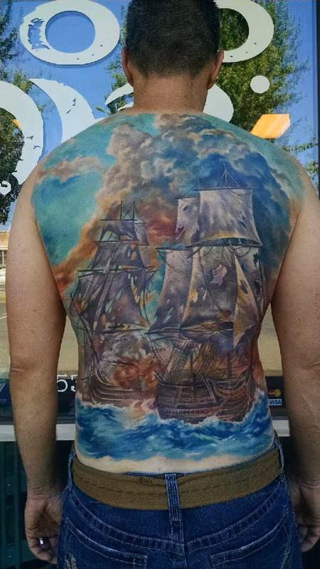 Battleship Back Tattoo