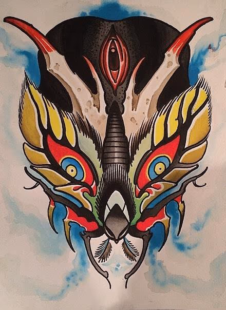 Ghost Krampus moth watercolor