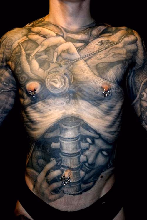Inner demons full upper body tattoo