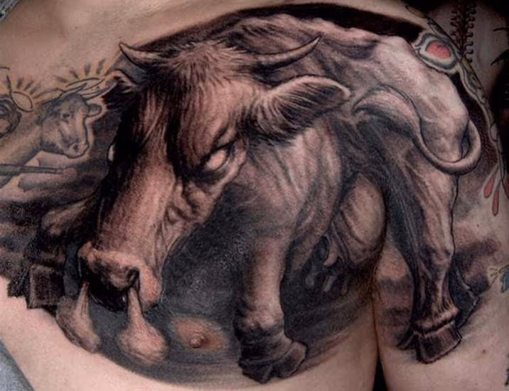 Evil bull tattoo