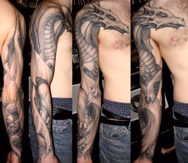 Sleeping winged dragon tattoo