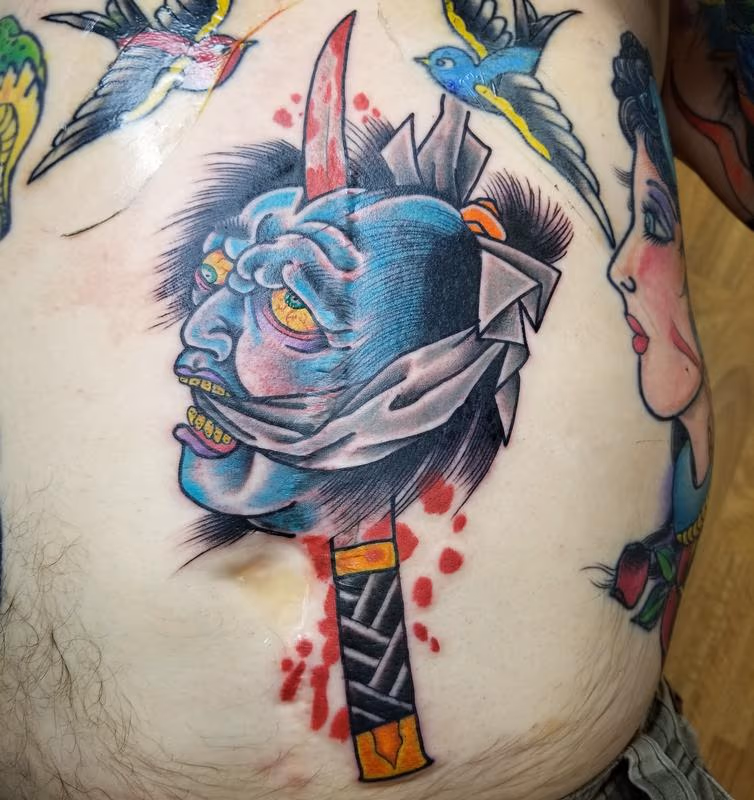 Severed head stomach