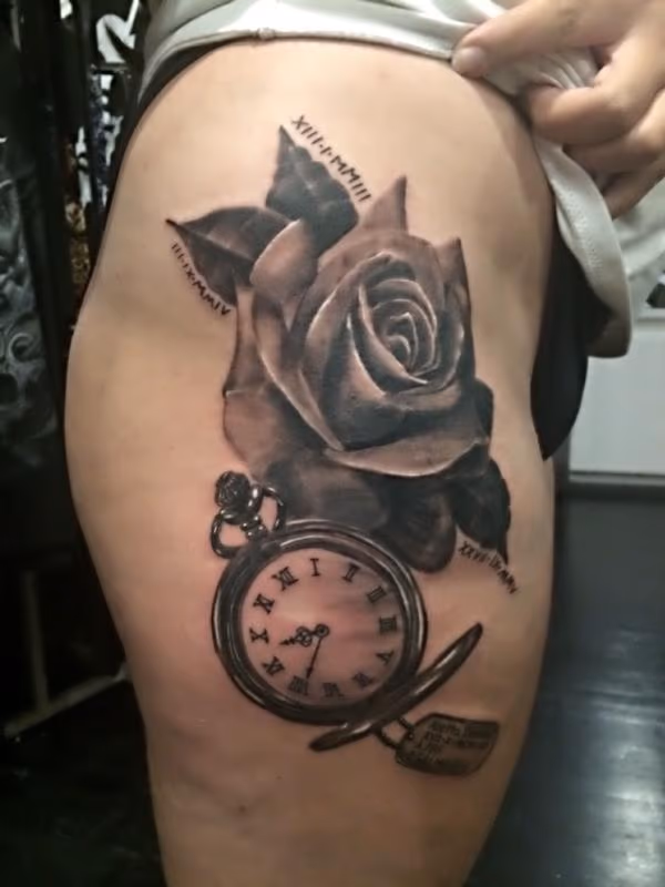 Rose and Pocket Watch