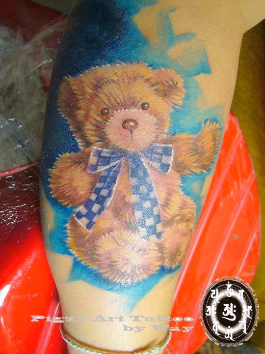 Color Teddy Bear Tattoo