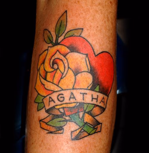 Agatha, tattoo by Deirdre Doyle