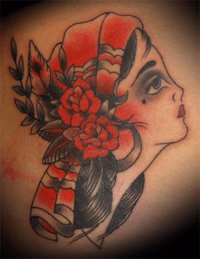 Traditional girl with roses
