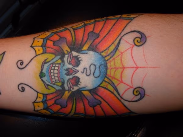 Butterfly Skull, tattoo by Ben Pease