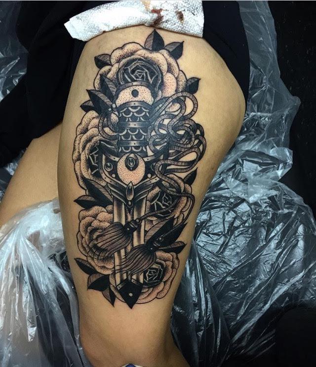 Rose and Dagger Blackwork