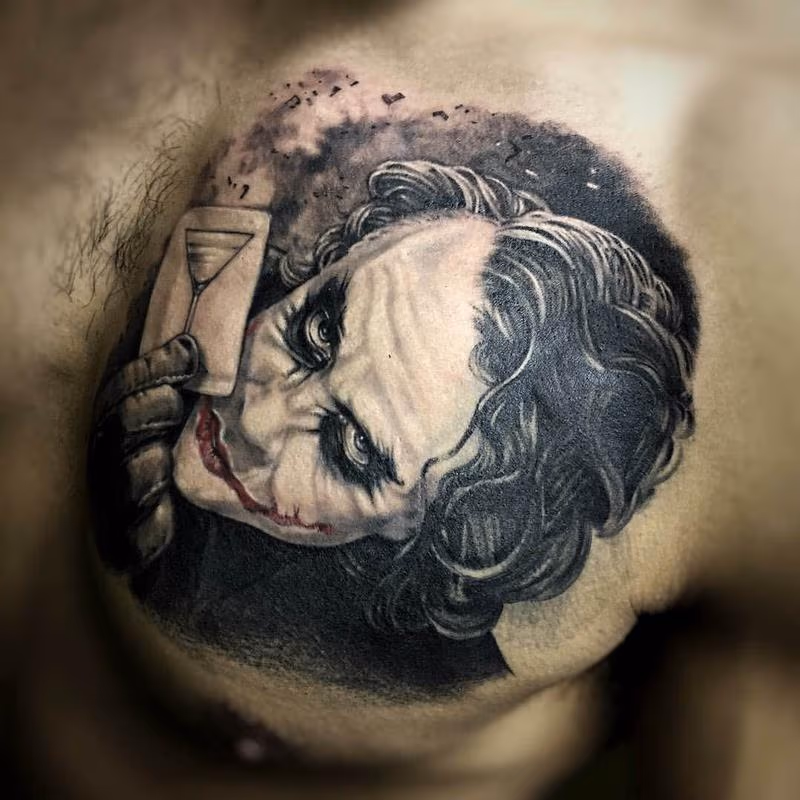 Low Color Joker Portrait Tattoo