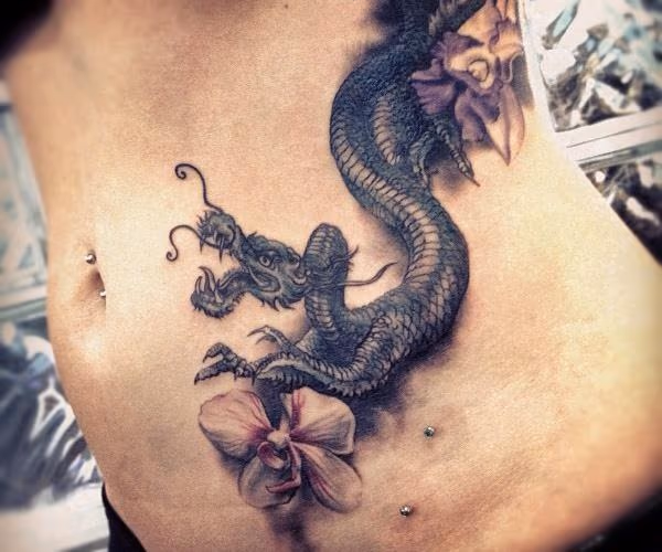 Dragon with flowers