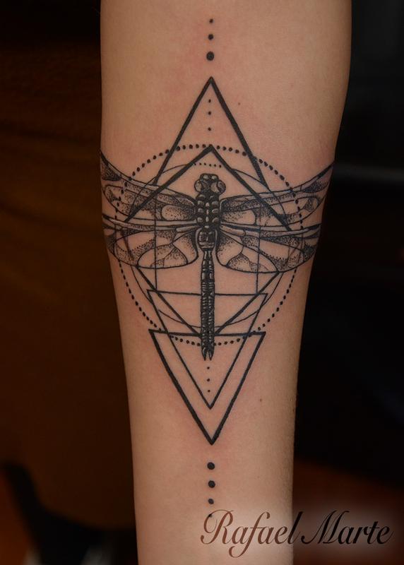 Dragonfly within Geometric Pattern
