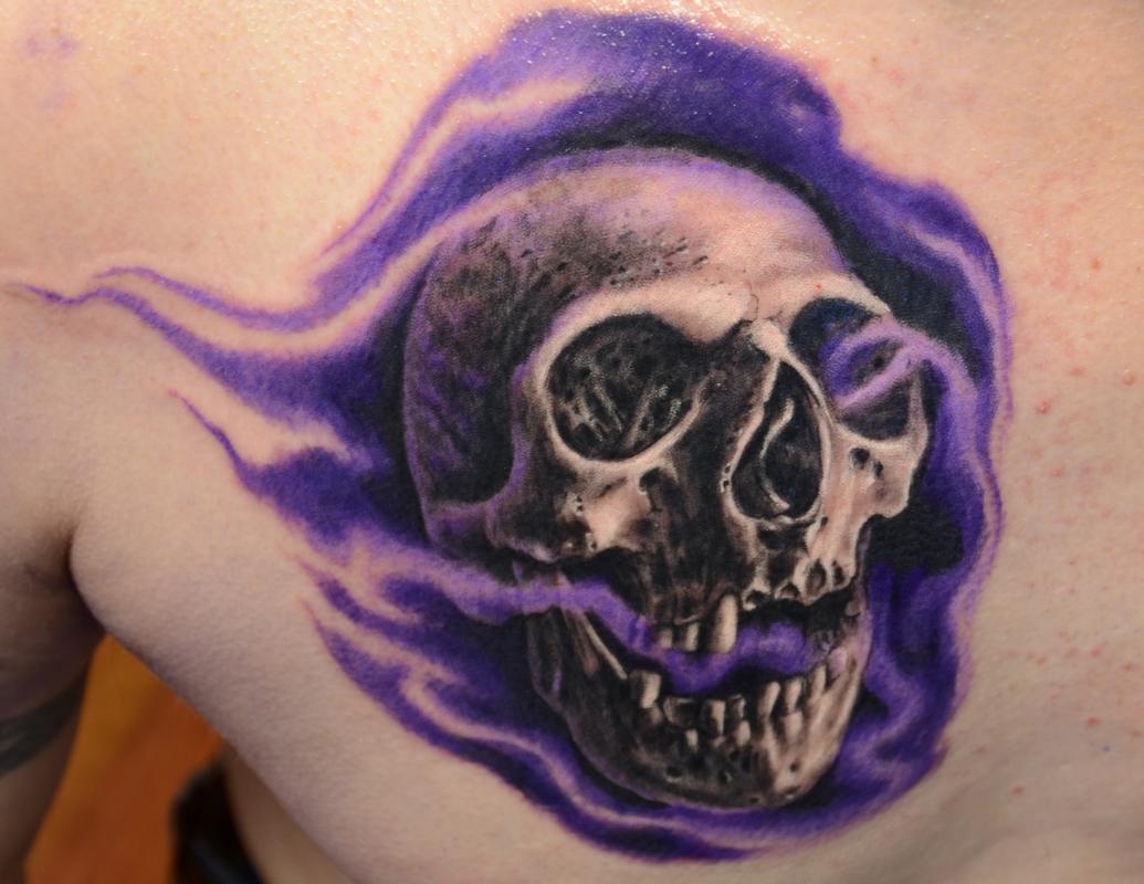 Purple Haze Realistic Skull