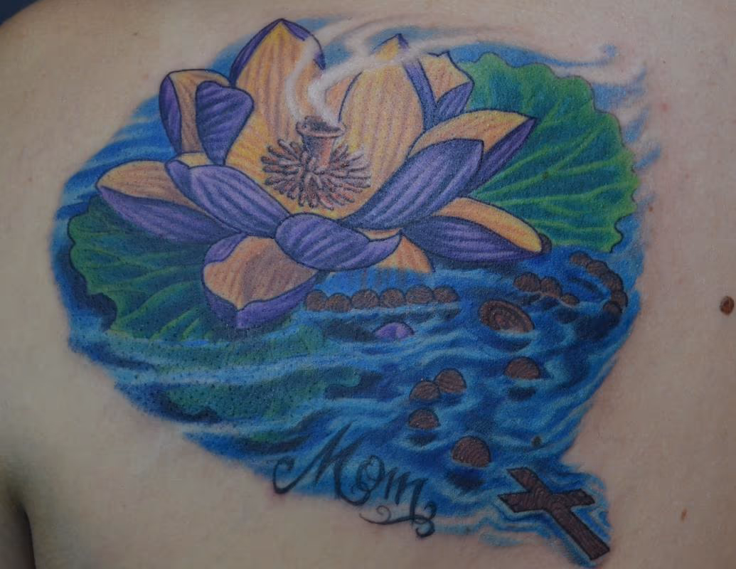 Rosary floating among Lotus