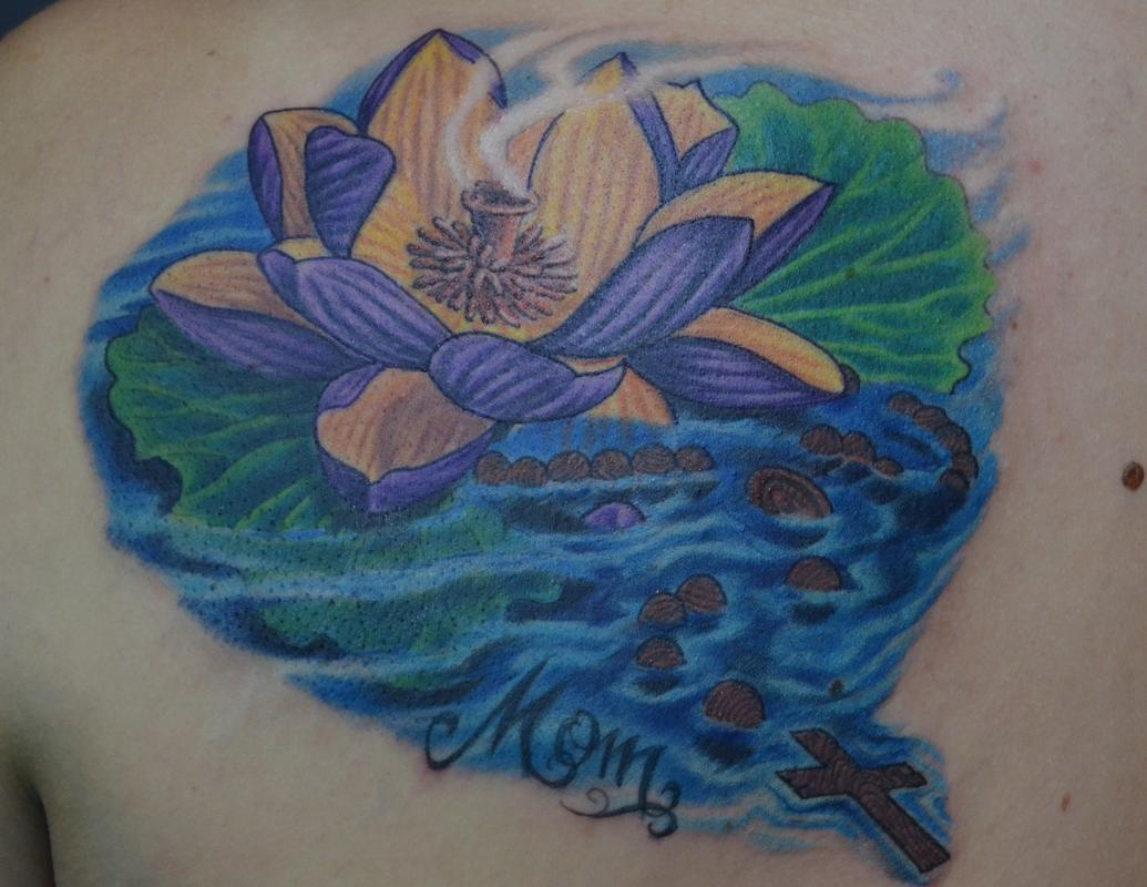 Rosary floating among Lotus