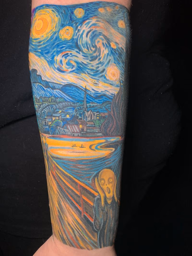 Stary Night And The Scream Mashup Tattoo