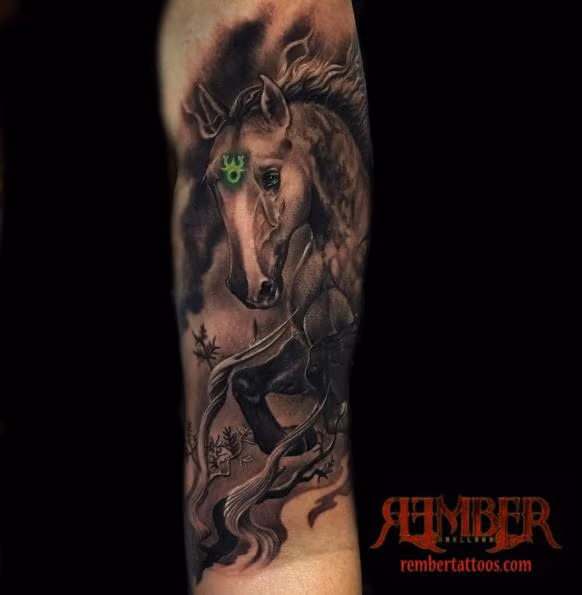 Black and Grey Realism Horse