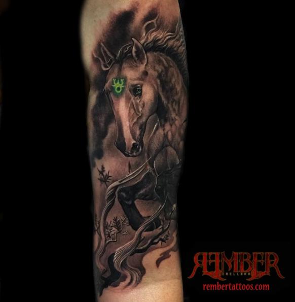 Black and Grey Realism Horse