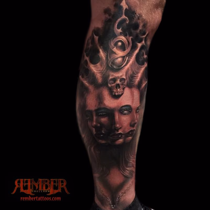 Black and Grey, Gothic Realism Fusion portrait