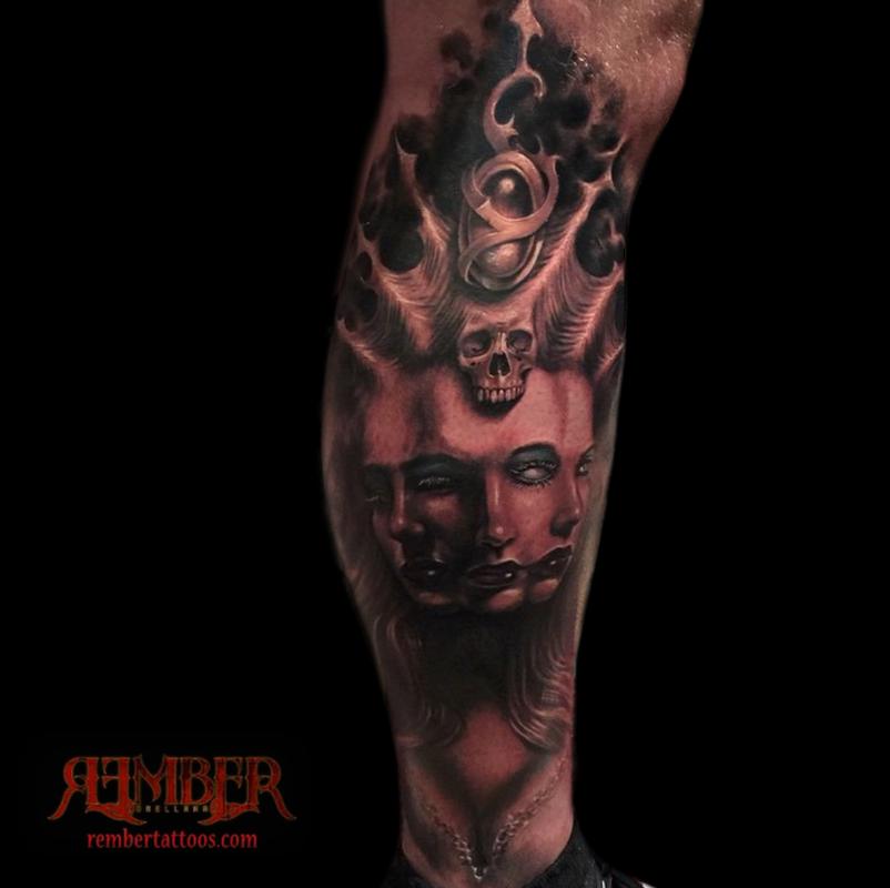 Black and Grey, Gothic Realism Fusion portrait