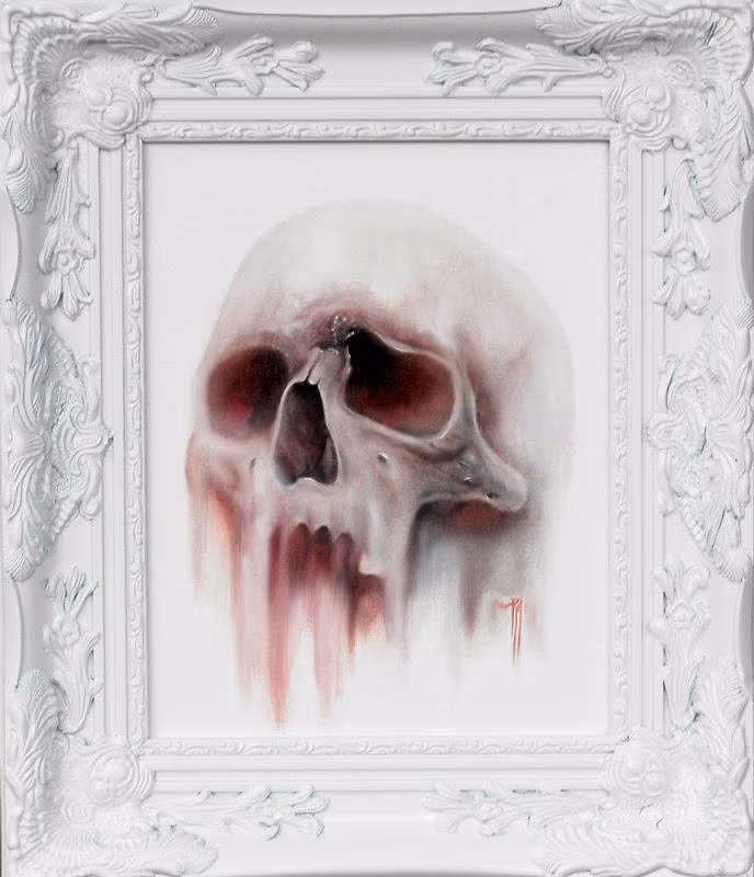 Freehand Skull 11x14 oil on canvas board