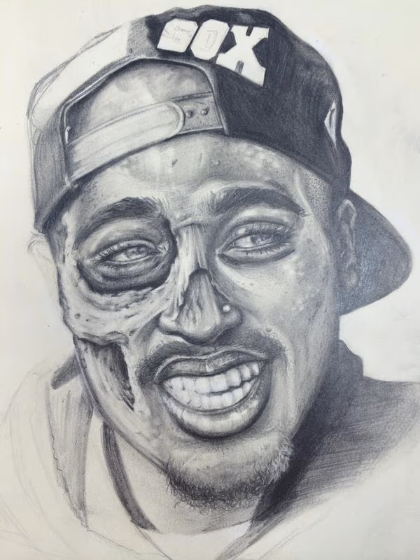 Zombie Tupac in graphite