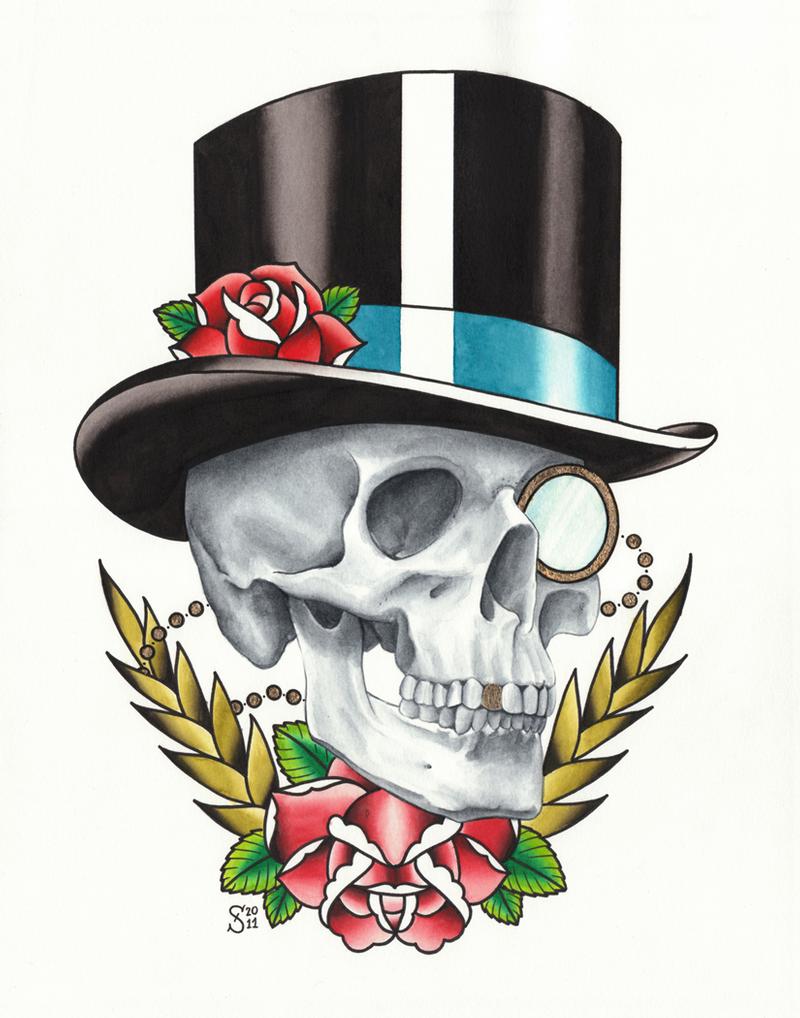 Skull with Top hat Art