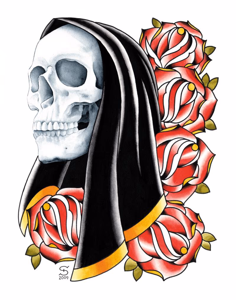 Skull and Roses Art