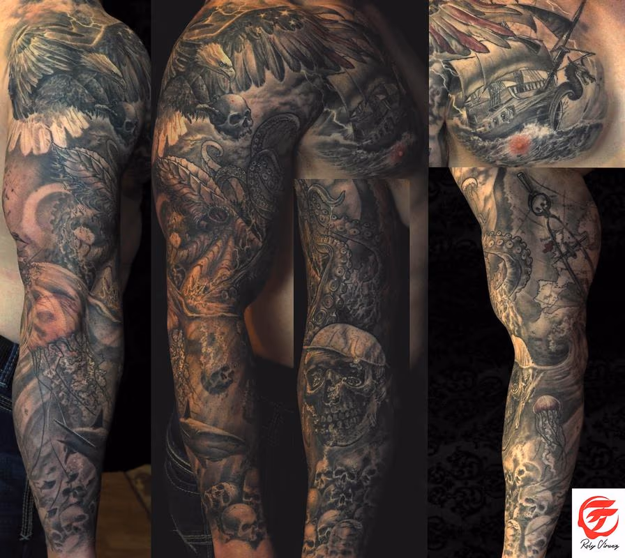Tattoo sleeve american theme