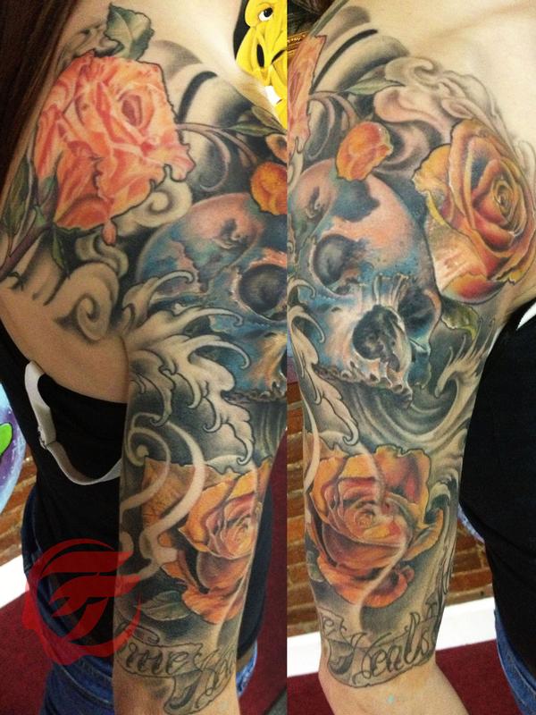 skull and roses sleeve