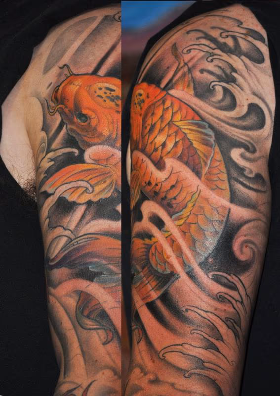 Orange Koi fish tattoo