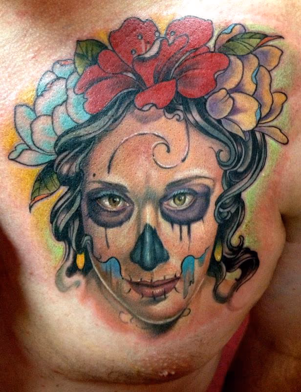 portrait of a woman mixed with neotraditional elements