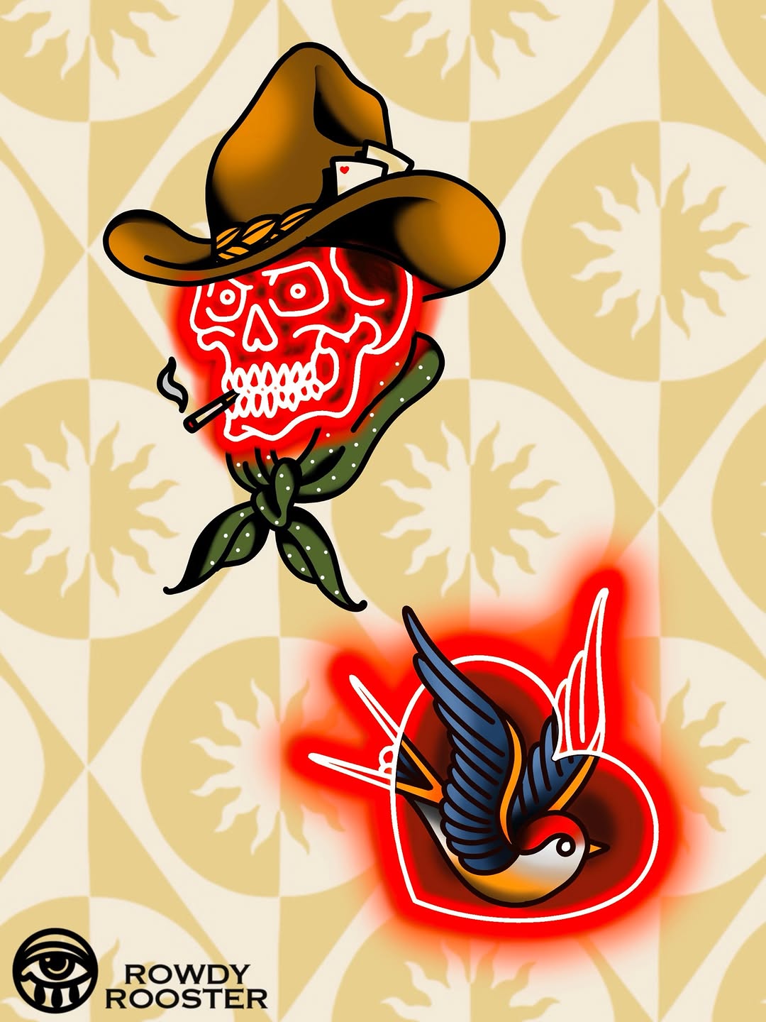 🔥 Some Tattoo Flash @rowdyroosterink is offering during his guest spot with us the first week of June! Book directly wi